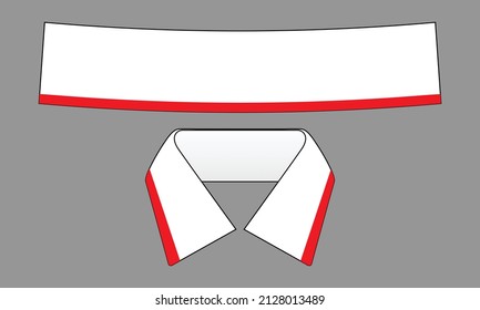 White collar with red single line for polo shirt on gray background, vector file.