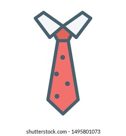 White Collar Shirt with Red Neck Tie Polka Dots Awesome Vector Icon, Multipurpose Usage, 