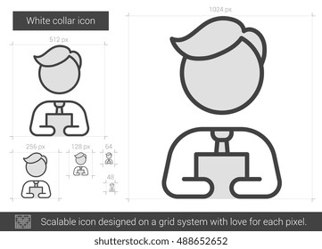 White collar vector line icon isolated on white background. White collar line icon for infographic, website or app. Scalable icon designed on a grid system.