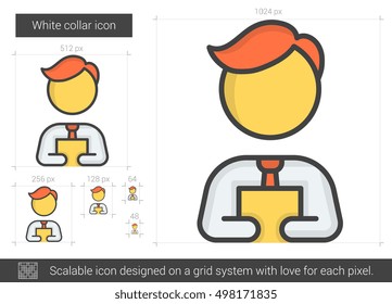 Weißer Kragen, Vektorsymbol einzeln auf weißem Hintergrund. Weißer Kragen Symbol für Infografik, Website oder App. Skalierbares Symbol, das auf einem Gittersystem entworfen wurde.