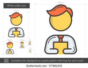 White collar vector line icon isolated on white background. White collar line icon for infographic, website or app. Scalable icon designed on a grid system.