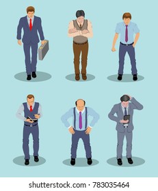 White Collar Worker Businessman  In this vector based illustration document six businessman object are in different layers   each one convenient to use without background   others 
