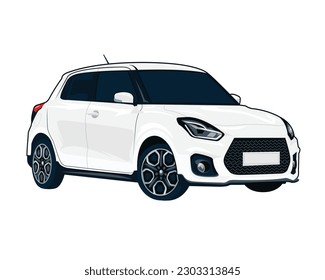 ilustración de vector de coche editable en 3D de color blanco