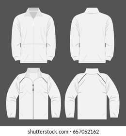 white color autumn fleece jacket and sport jacket set isolated vector