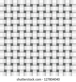 White Color Basket Weave Texture. Vector.