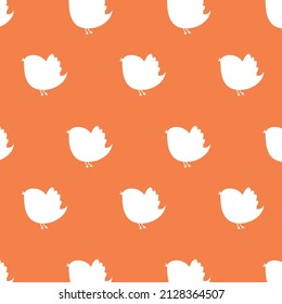 white color bird patterns on orange background, vector