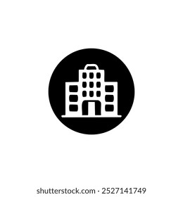 White color building icon. Office or headquarter symbol vector art.