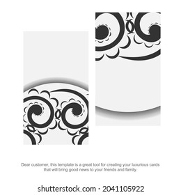 White color business card template with black luxury pattern