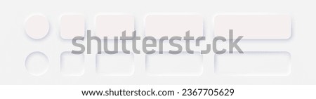White color buttons. Neumorphism design style white buttons. Vector.