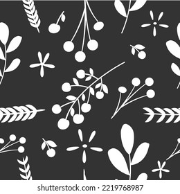  white color Charry and leaves  seamless pattern vector design