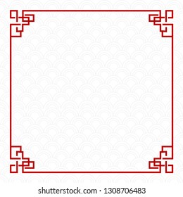 White Color Chinese Traditional Background, The Great Wall Style Frame - Vector. Oriental Frame Background