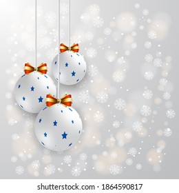 White color Christmas balls, background design
