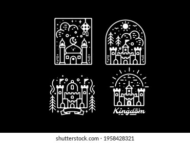 White color in dark background of historical building collection design