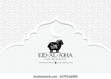 White color Eid al adha background design with Islamic pattern and sheep. Eid al asha design. Poster. Eid mubarak. Ramadan. Pattern design. Eid festival background.