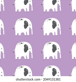 white color elephant patterns on purple background, vector, decorative design, textile, fabric, napkin, backdrop