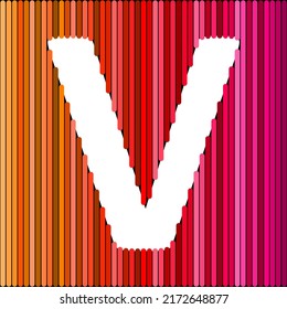 White color English alphabet letters on colorful background, V letter.