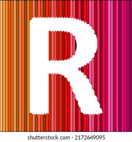 White color English alphabet letters on colorful background, R letter.