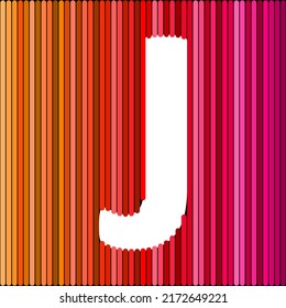 White color English alphabet letters on colorful background, J letter.