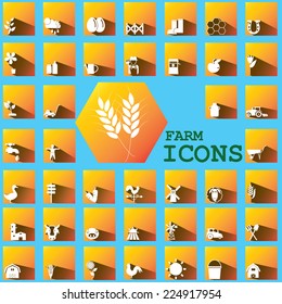 white color farm icons on orange square