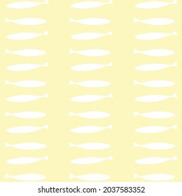 patrones de peces de color blanco sobre fondo amarillo, vector, decorativo, textil, tejido, diseño de servilletas