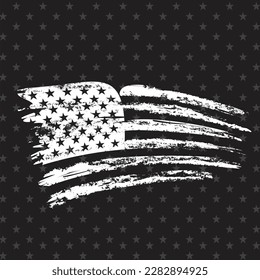 White Color Flag with Black Background and Star