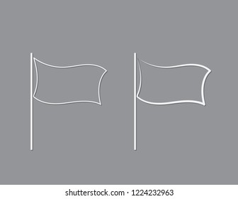 White color flags with simple lines for designs and pointers on black background vector illustration