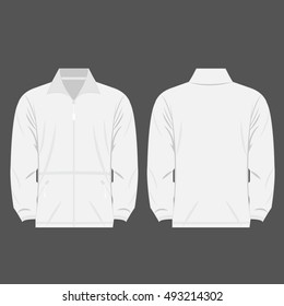 White Color Fleece Outdoor Jacket Isolated Vector