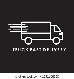 WHITE COLOR ICON TRUCK WITH BLACK BACKGROUND