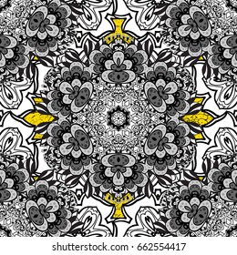 White color illustration. White pattern on yellow background with white elements. For your design, wallpaper. Vector geometric background.