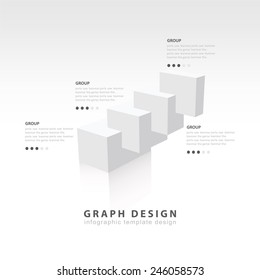 White color infographic 3d Graph of the diagramme consisting of several cubes 