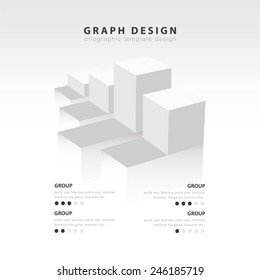 White color Infographics vector design template. 3D Charts diagram graph.