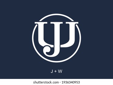 White color of JW initial letter design