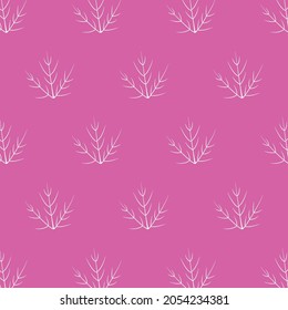 white color leaf, branch patterns on pink background, vector, decorative, textile, fabric, backdrop
