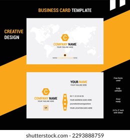 white color Luxury Business card corporate design template with world map