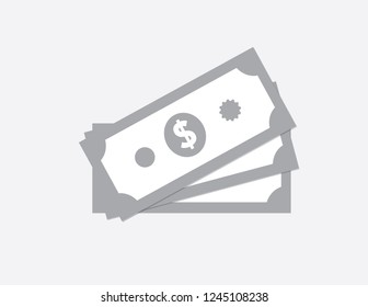 White color money for business investment using dollar notes on white background vector illustration
