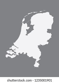 White color Netherlands map using single border line on dark background vector illustration