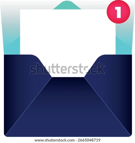 White color New email message notification, AI technology letter. Template Inbox with open card. Online communication. Global network, futuristic message, email, newsletter, you've a one message