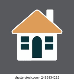 White color over black background and house icon Illustration Vector file