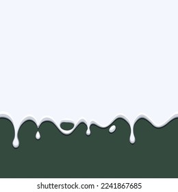 White color paint flowing. Liquid splash background. Green art board vector illustration.