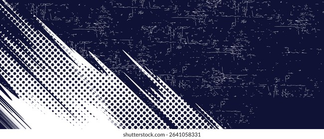 white color pattern gradient grunge texture background. Dots pop art comics sport style Abstract background dark blue with modern corporate concept. vector illustration