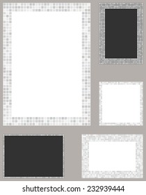 White color pixel mosaic page layout border template set 