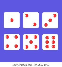 White Color with red dots dice from each side view vector object