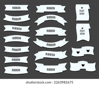 White color  ribbons set in different shap.