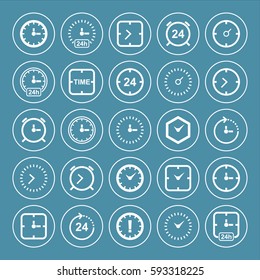 White color set of vector icon graphic for Time

