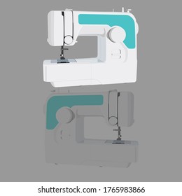 White Color Sewing Machine Tailor Dress Design Illustration Design