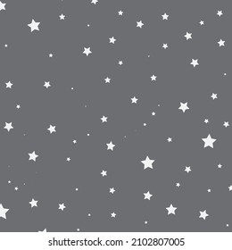 White color star patterns on gray background. galaxy. gray and white texture. seamless vector background