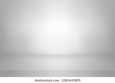 Fondo de estudio de color blanco. Resumen de la habitación vacía con luz suave para el producto. Sencillo fondo gris. Horizonte de línea. Fondo gris degradado. Tabulación textura en blanco de pared y suelo. Ilustración del vector