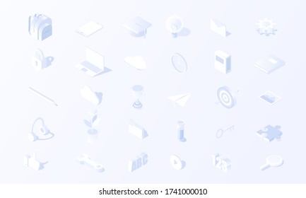 White color technology tool icon isometric for Work from home icon vector design