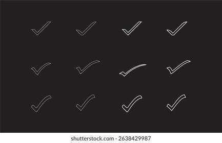 White color Tick Mark Icon Set.