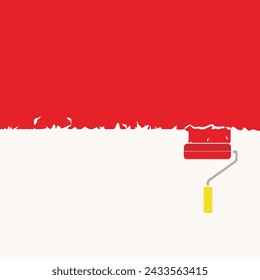 white color trail of the roller brush on colorful background for headers, banners and advertising